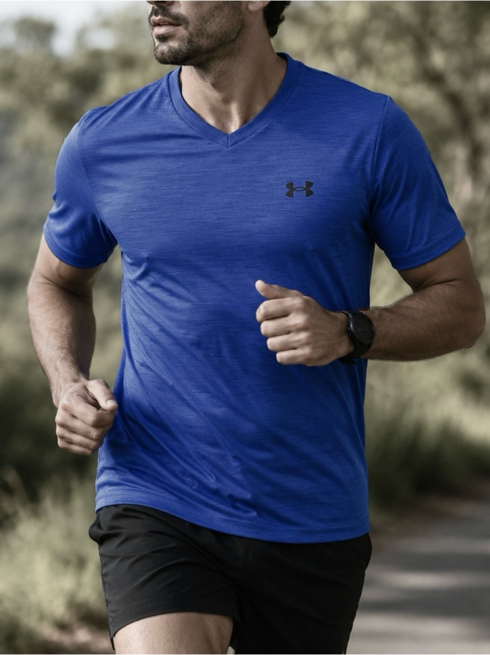 Under Armour Blue V-Neck Athletic Running Shirt Size XL